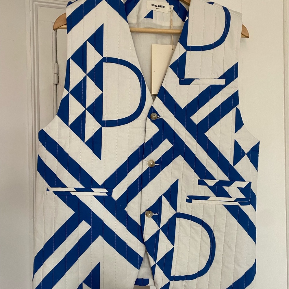Still Here Ludlow Vest in Quilted Blue